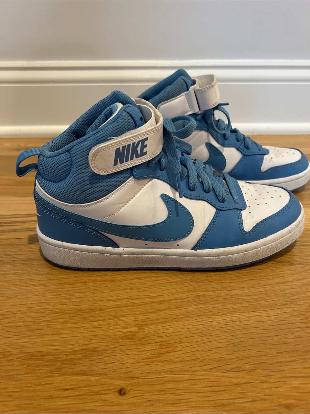 Nike Kids Court Borough Mid Blue and White Sneakers